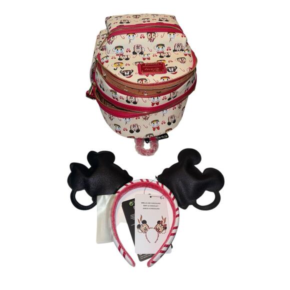 Disney Loungefly Christmas Mickey Minnie Mouse Mini Backpack & Ears Holiday Set main image 10